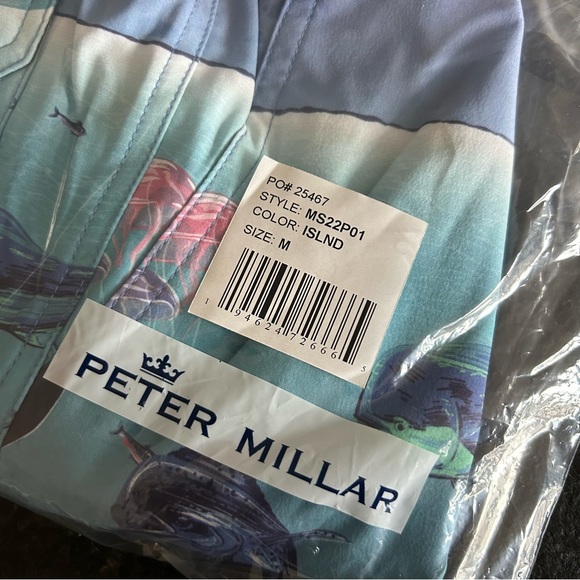 NWT Men’s Peter Millar Ocean Traffic Shark Fish Print Swim Trunks - Picture 4 of 6